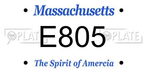 E805 Massachusetts License Plate