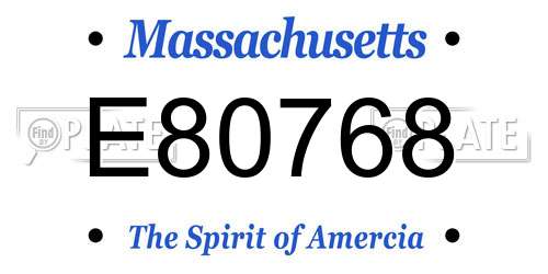 E80768 Massachusetts License Plate