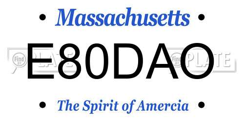 E80DAO Massachusetts License Plate