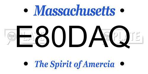 E80DAQ Massachusetts License Plate