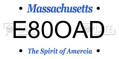 E80OAD Massachusetts License Plate