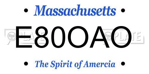 E80OAO Massachusetts License Plate