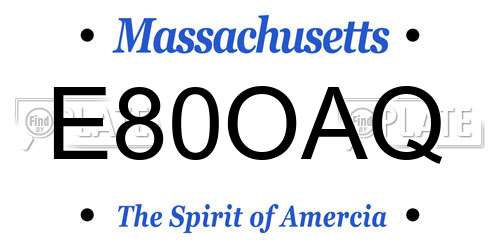 E80OAQ Massachusetts License Plate