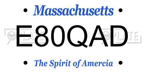 E80QAD Massachusetts License Plate