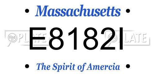 E8182I Massachusetts License Plate