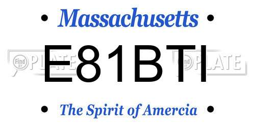E81BTI Massachusetts License Plate