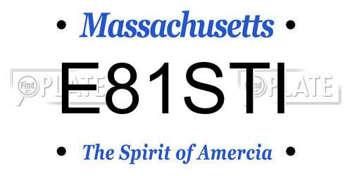 E81STI Massachusetts License Plate