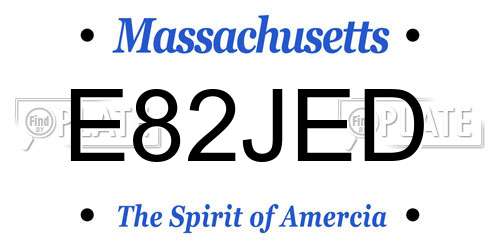 E82JED Massachusetts License Plate