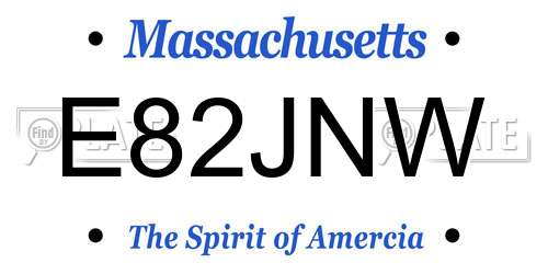 E82JNW Massachusetts License Plate