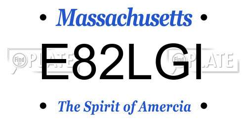 E82LGI Massachusetts License Plate