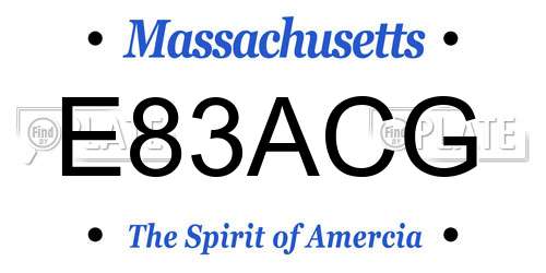 E83ACG Massachusetts License Plate