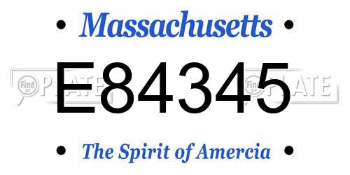 E84345 Massachusetts License Plate