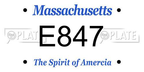 E847 Massachusetts License Plate