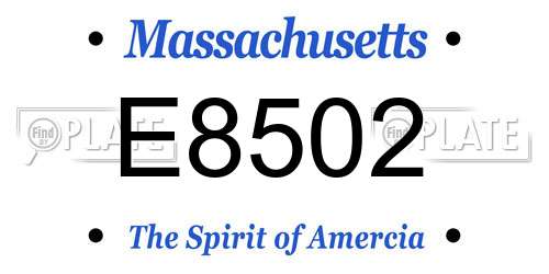 E8502 Massachusetts License Plate