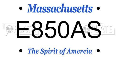 E850AS Massachusetts License Plate
