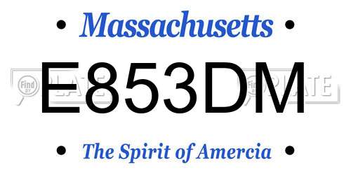 E853DM Massachusetts License Plate
