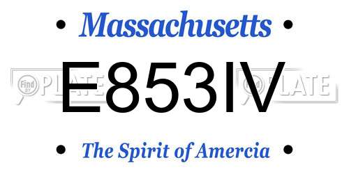 E853IV Massachusetts License Plate