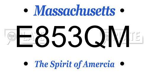 E853QM Massachusetts License Plate