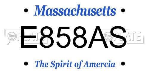 E858AS Massachusetts License Plate