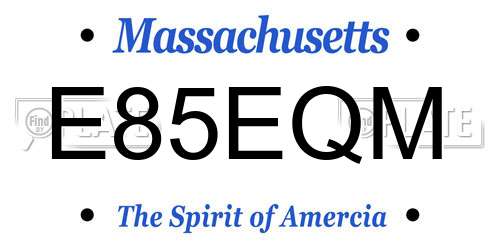 E85EQM Massachusetts License Plate