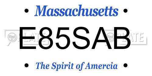 E85SAB Massachusetts License Plate
