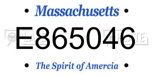E865046 Massachusetts License Plate