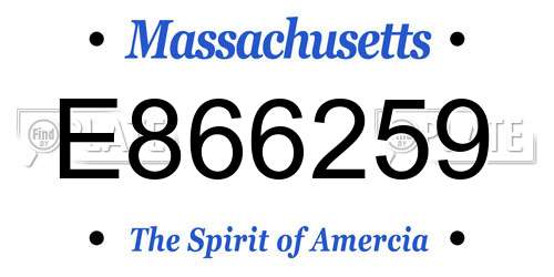 E866259 Massachusetts License Plate