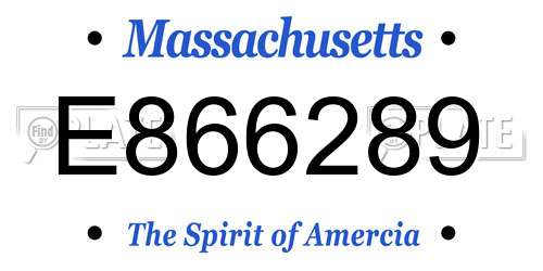 E866289 Massachusetts License Plate