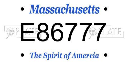 E86777 Massachusetts License Plate