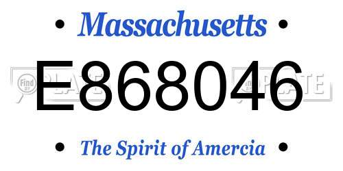 E868046 Massachusetts License Plate