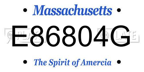 E86804G Massachusetts License Plate