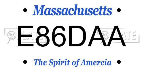 E86DAA Massachusetts License Plate