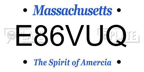 E86VUQ Massachusetts License Plate