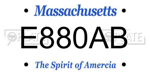 E880AB Massachusetts License Plate