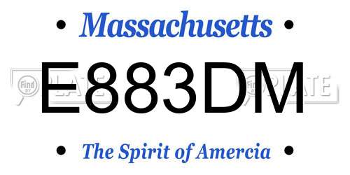 E883DM Massachusetts License Plate
