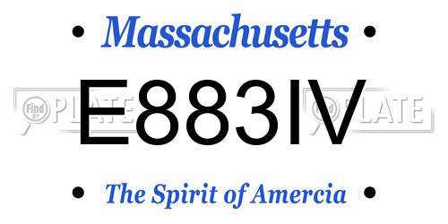 E883IV Massachusetts License Plate