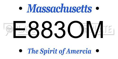E883OM Massachusetts License Plate