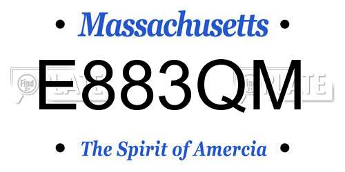 E883QM Massachusetts License Plate