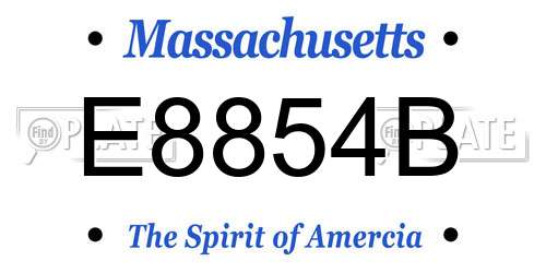 E8854B Massachusetts License Plate