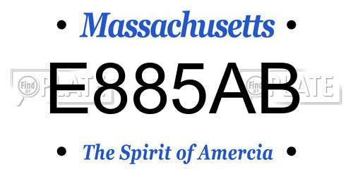 E885AB Massachusetts License Plate