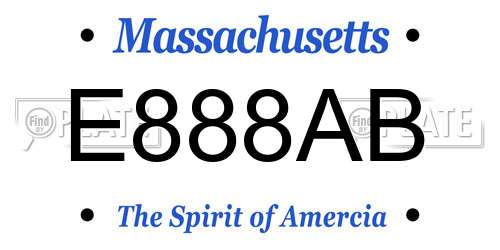 E888AB Massachusetts License Plate