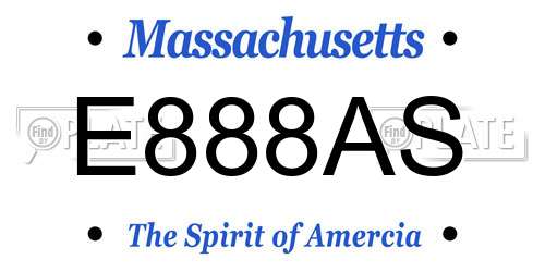 E888AS Massachusetts License Plate