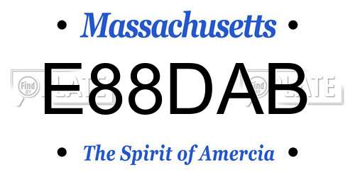 E88DAB Massachusetts License Plate