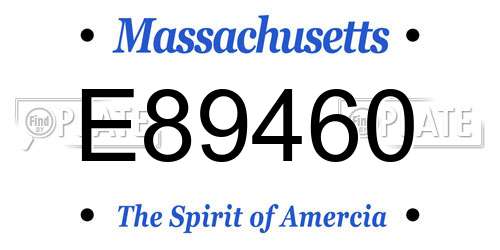 E89460 Massachusetts License Plate