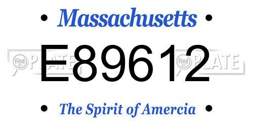 E89612 Massachusetts License Plate