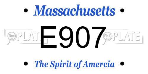 E907 Massachusetts License Plate