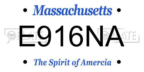 E916NA Massachusetts License Plate