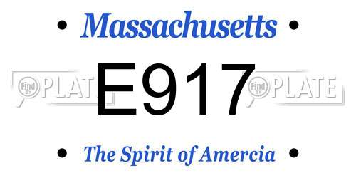 E917 Massachusetts License Plate