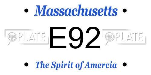 E92 Massachusetts License Plate
