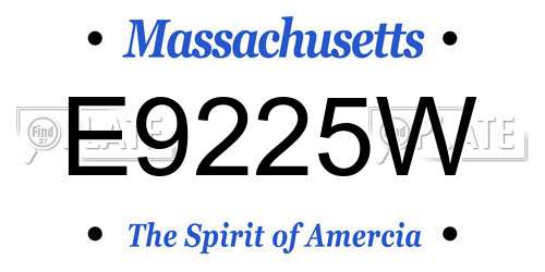 E9225W Massachusetts License Plate